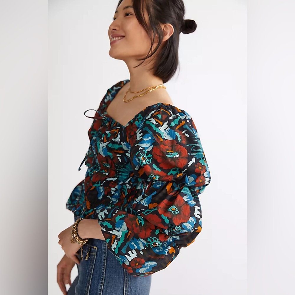 Anthropologie Multicolor Puff Sleeve Blouse